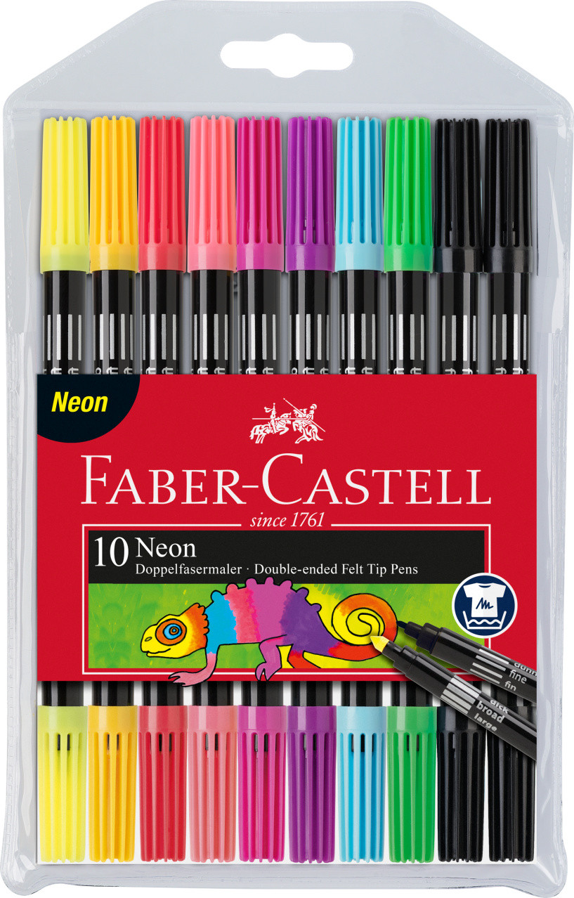Set carioci 2 capete10 culori neon Faber Castell Faber-Castell imagine 2022 depozituldepapetarie.ro