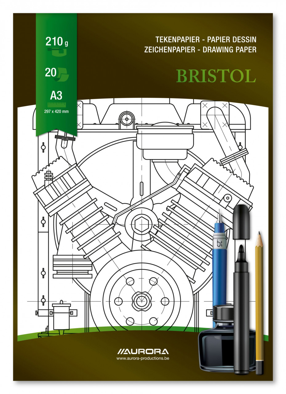 Bloc desen A3, 20 file – 210g/mp, pentru schite creion/marker, AURORA Bristol – carton alb Aurora imagine 2022 depozituldepapetarie.ro