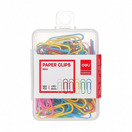 Agrafe metal 29mm color 100buc cutie plastic DELI Deli imagine 2022 depozituldepapetarie.ro