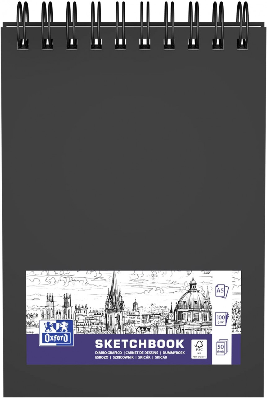 Caiet pentru schite A5, OXFORD Sketchbook, 96 file-100g/mp, coperta carton rigida – negru horus-center.ro imagine 2022 depozituldepapetarie.ro