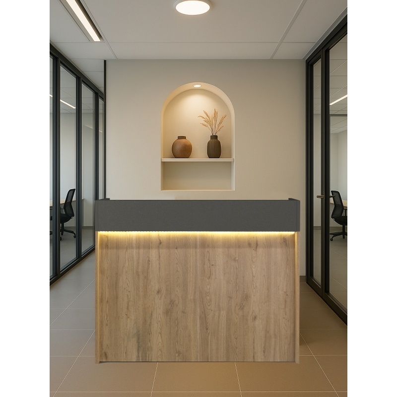 Birou recepție, Wilko LED Front Desk, UnicUtil, Bej-Gri, 110 cm
