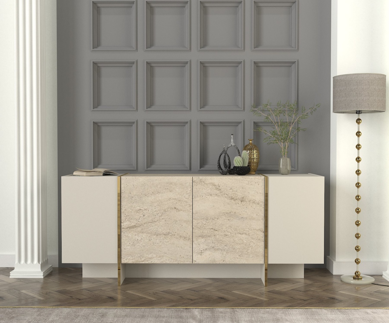 Comoda, Urban Shine, UnicUtil, 180 x 46.6 x 75.5 cm, Crem