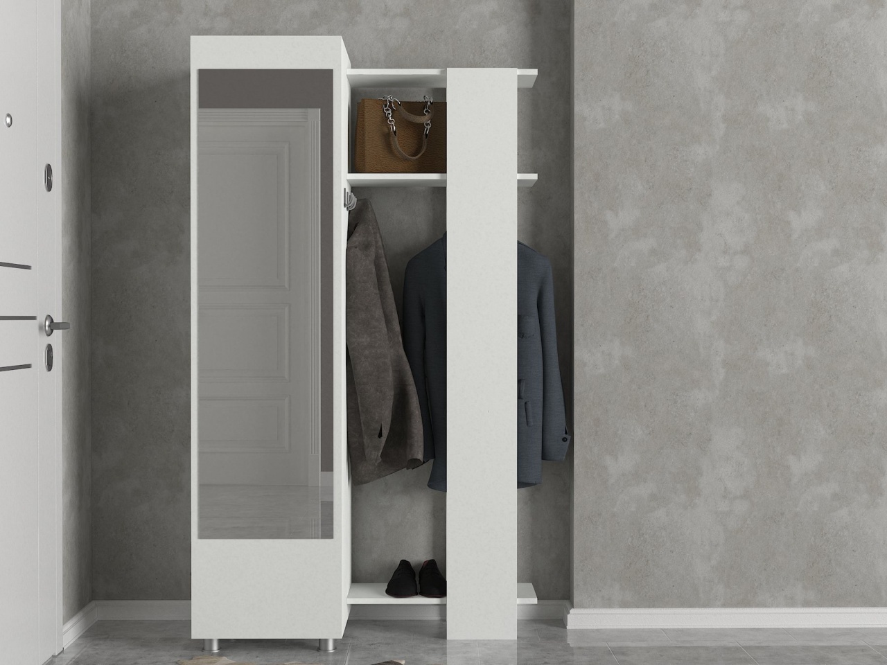 Dulap Hol, Flex Mirror, UnicUtil, 105 x 46.8 x 185 cm, Alb