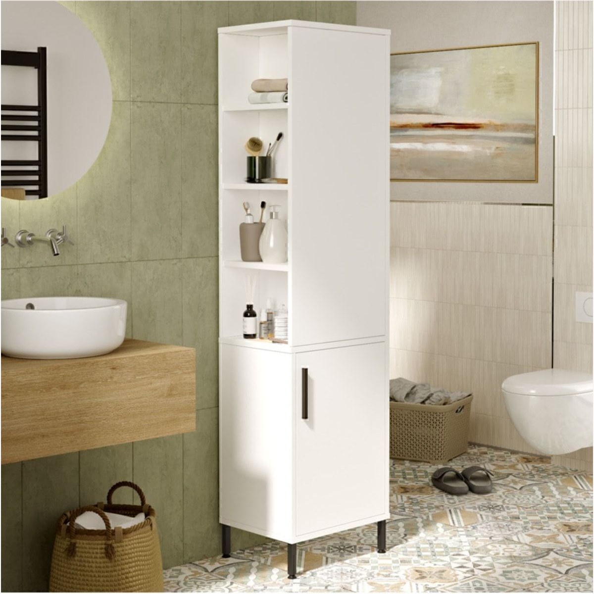 Dulap multifuncțional Alb 45x35.5x173.6 cm, PAL melaminat, Wilma 1, UnicUtilY