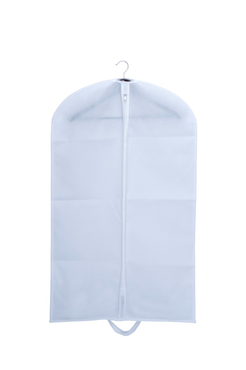 Husa pentru costum, cu maner, din material netesut, Polipropilenă, 60 x 100 cm, Alb