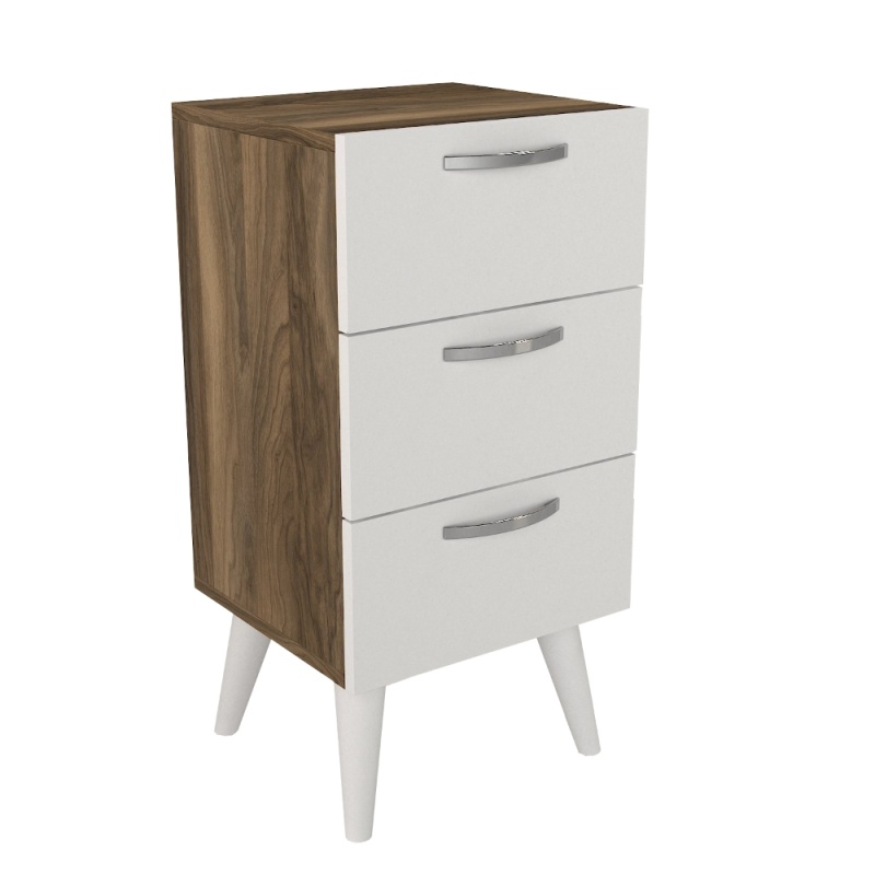 Noptiera UnicUtil cu un 3 Sertare pentru Depozitare, Alb-Maro 40 x 37 x 80 cm