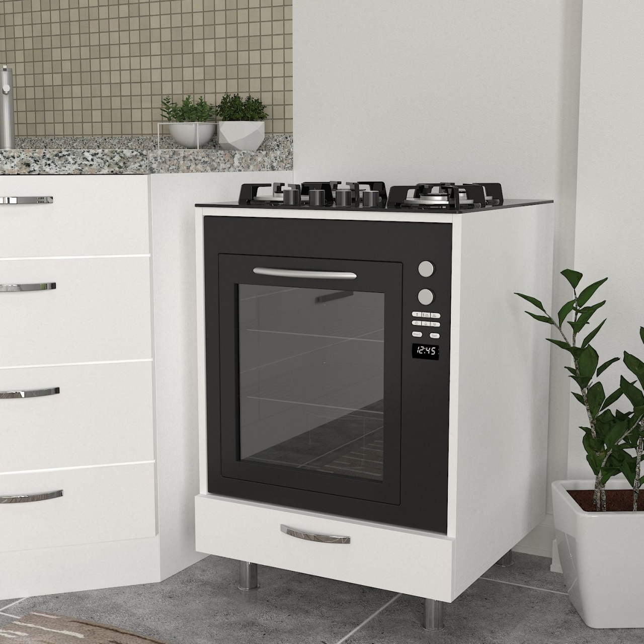 Organizator Bucatarie, Power Duo, UnicUtil, 60 x 58.8 x 85 cm, Alb