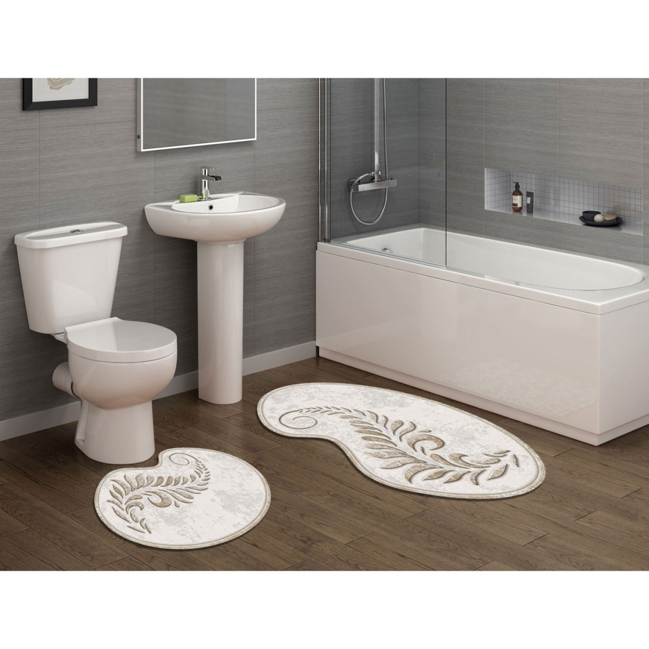 Set covorase baie 2 piese, Elegant Design, UnicUtil, Cream