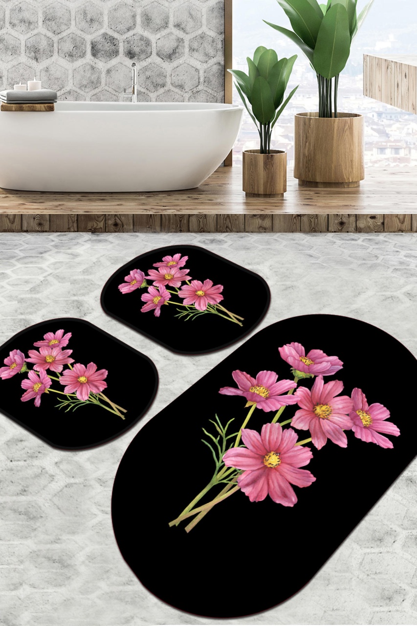 Set covorase baie 3 piese, Premium Feel, UnicUtil, Negru