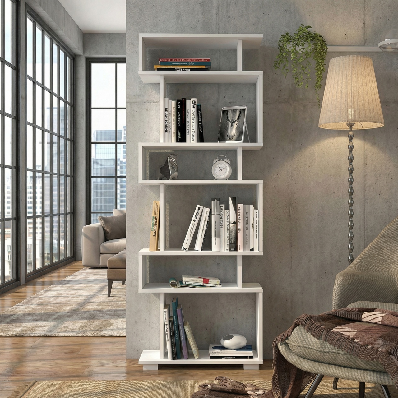 Biblioteca UnicUtil, Alb, 19.5 x 60 x 163 cm