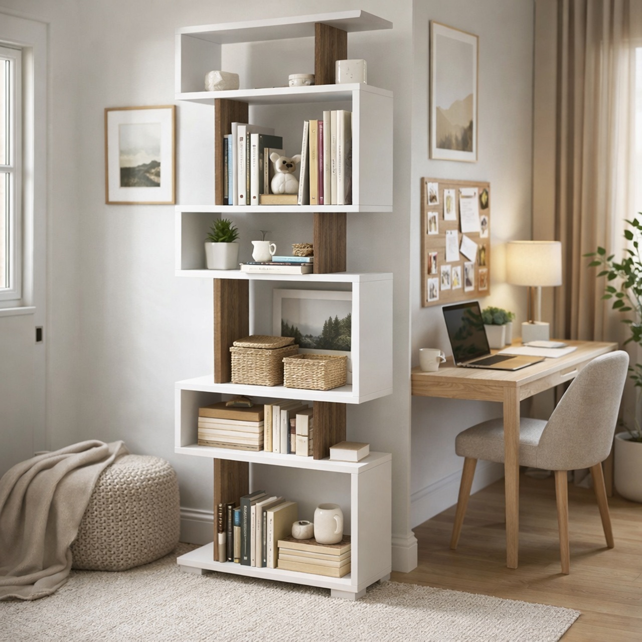 Biblioteca UnicUtil, Alb-Maro 19.5 x 60 x 163 cm
