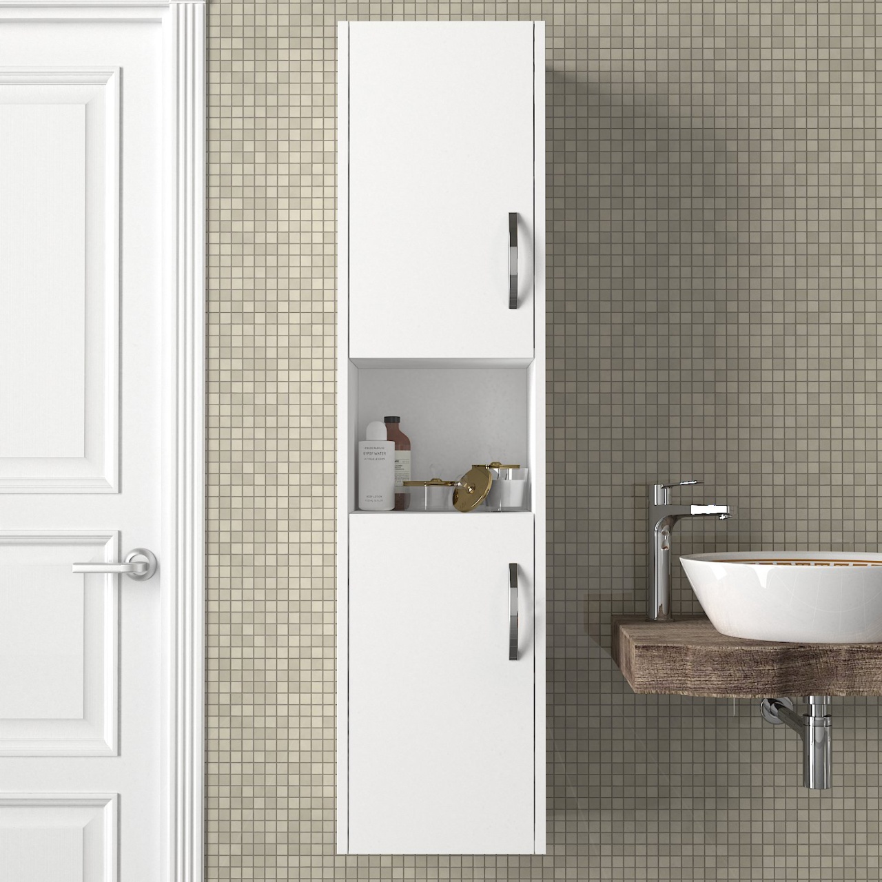 Dulap Baie Organizator Suspendat, UnicUtil, 35 x 29.5 x 140 cm, Alb