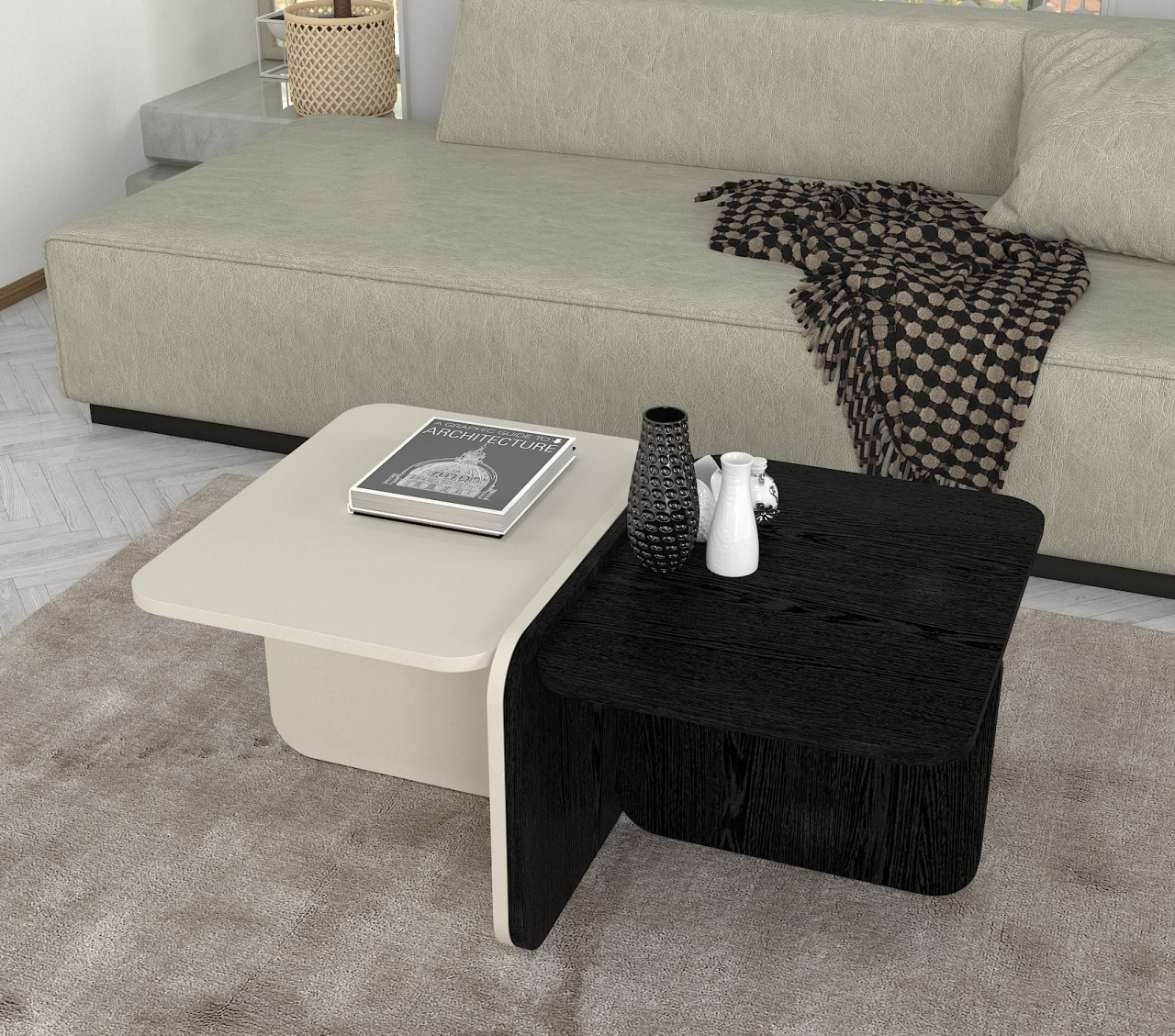 Masa de Cafea Elegant Mix, UnicUtil, 93.6 x 60 x 40, Crem-Alb