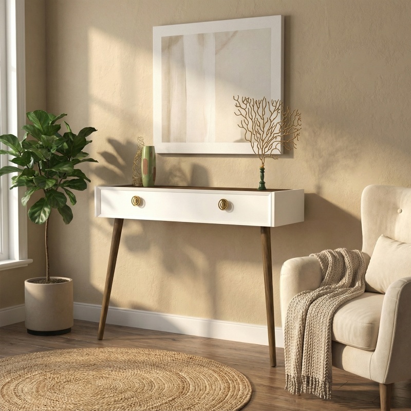 Masa Decor Living/Hol, UnicUtil Luxury Edition, 120x35x89 cm, Alb Nuc