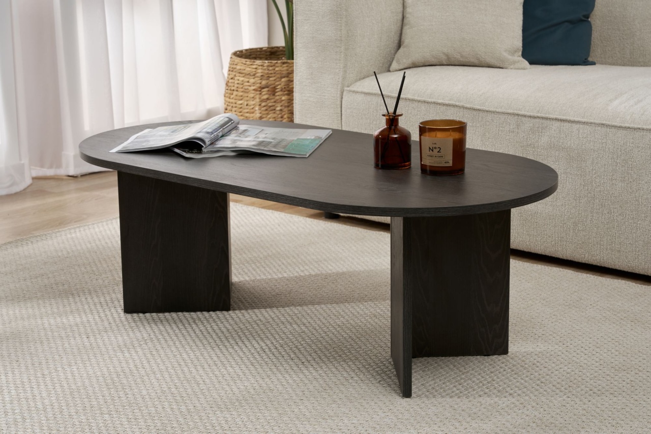 Măsuţă de cafea, Sable Lumiere, UnicUtil, Lumiere Black, Lățime: 119 cm, Înălțime: 40 cm, Adâncime: 60 cm