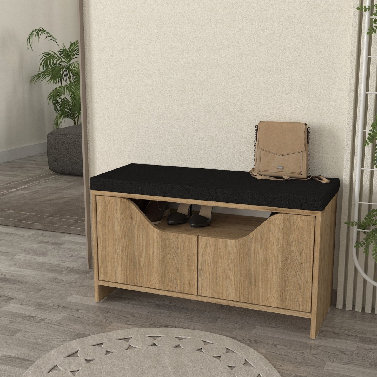 Pantofar Gerton din pal melaminat, soluție practică și elegantă pentru organizarea încălțămintei, 90 x 35 x 52.3 cm