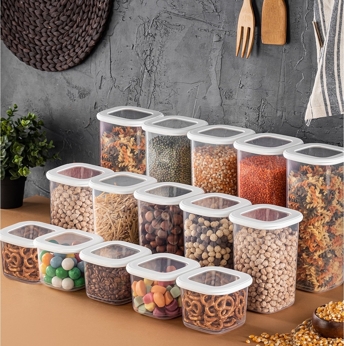 Set 15 recipiente alimentare , UnicUtil, Compact Spacious, Alb