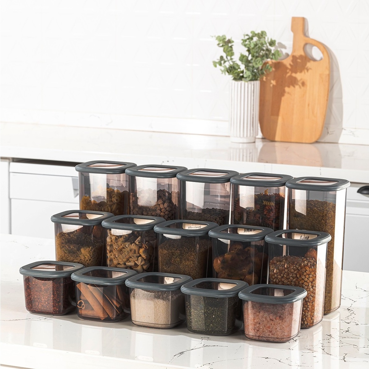 Set 15 recipiente alimentare , UnicUtil, Stylish Sturdy, Antracit