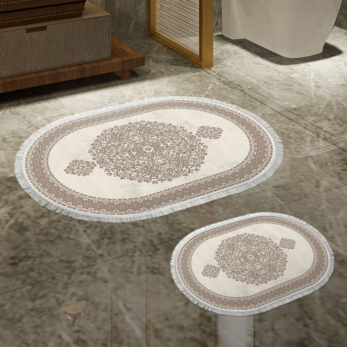 Set covorase baie 2 piese, Chic Finish, UnicUtil, Maro
