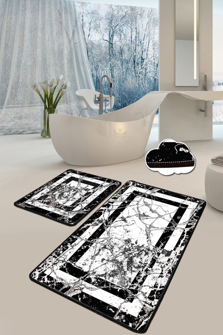 Set covorase baie 2 piese, Comfort Plush, UnicUtil, Negru