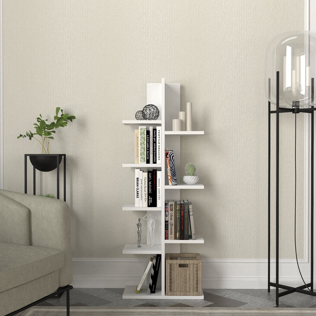 Biblioteca, Vertical Grace, UnicUtil, 45 x 21,4 x 112,8 cm, Alb