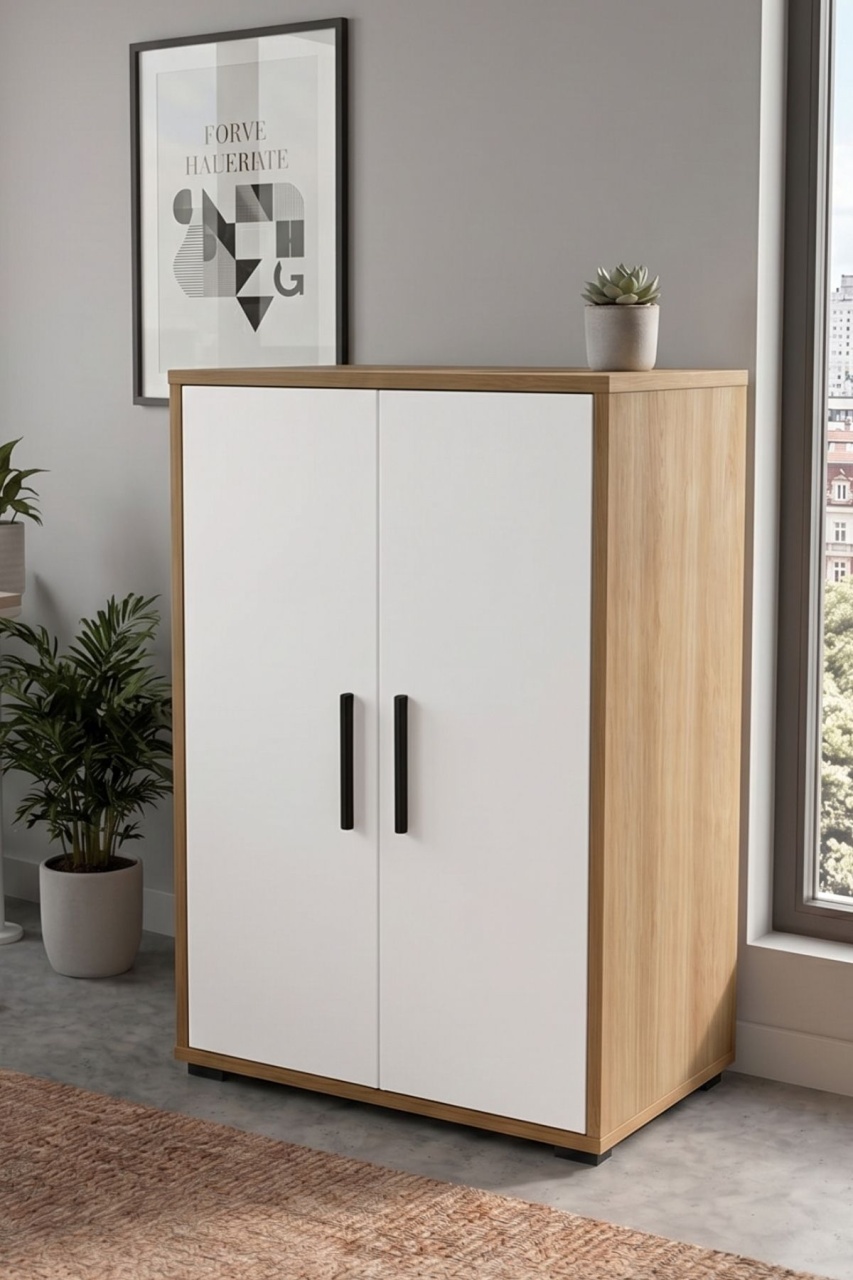 Dulap birou UnicUtil Alb - Stejar 80 x 35 x 109 cm