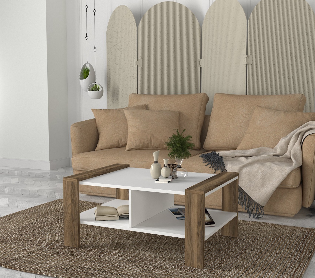 Masa De Cafea, Wood Frame, UnicUtil, 90 x 60 x 42 cm, Alb-Maro