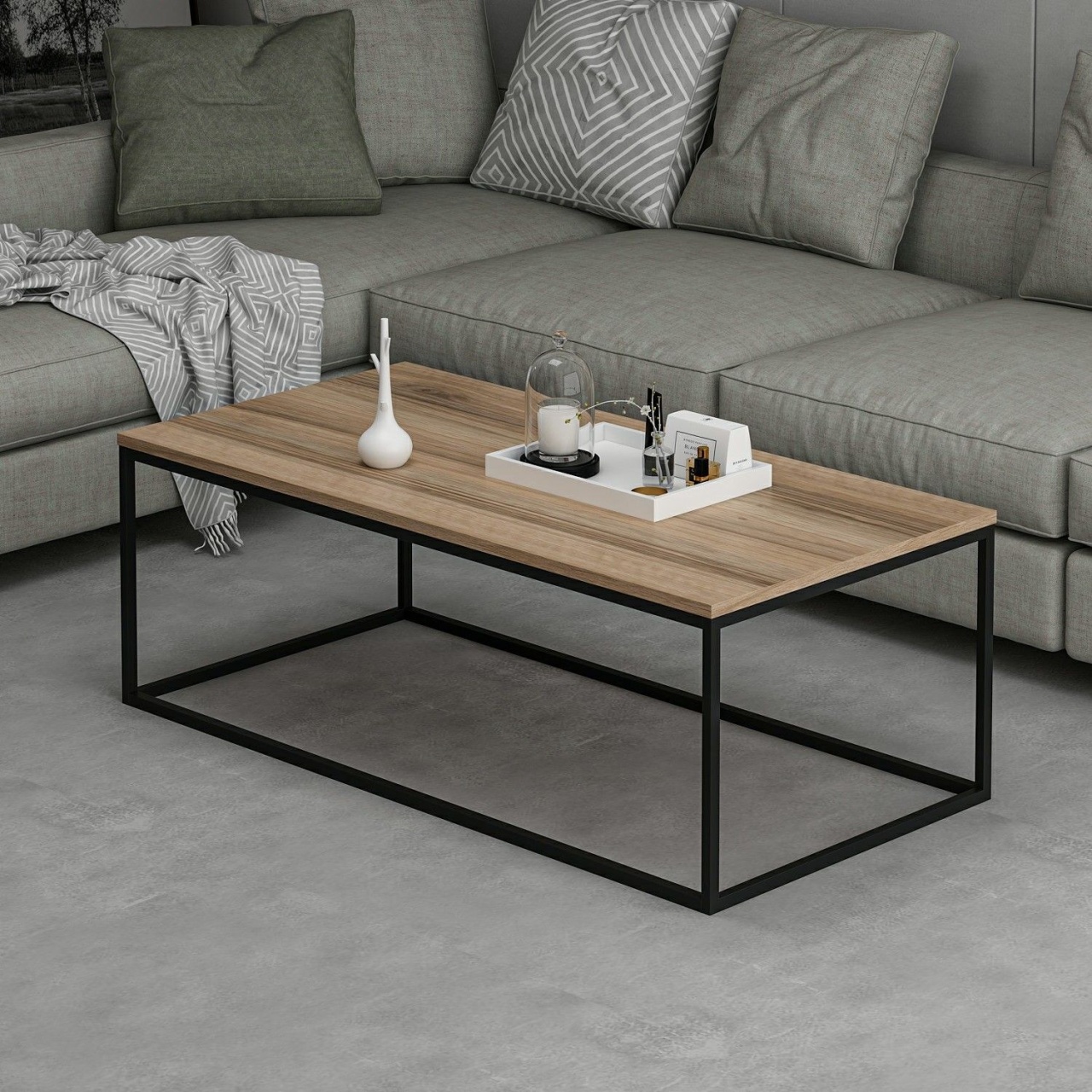Măsuţă de cafea, Tiger Walnut, UnicUtil, Nuc, Lățime: 120 cm, Înălțime: 42 cm, Adâncime: 60 cm