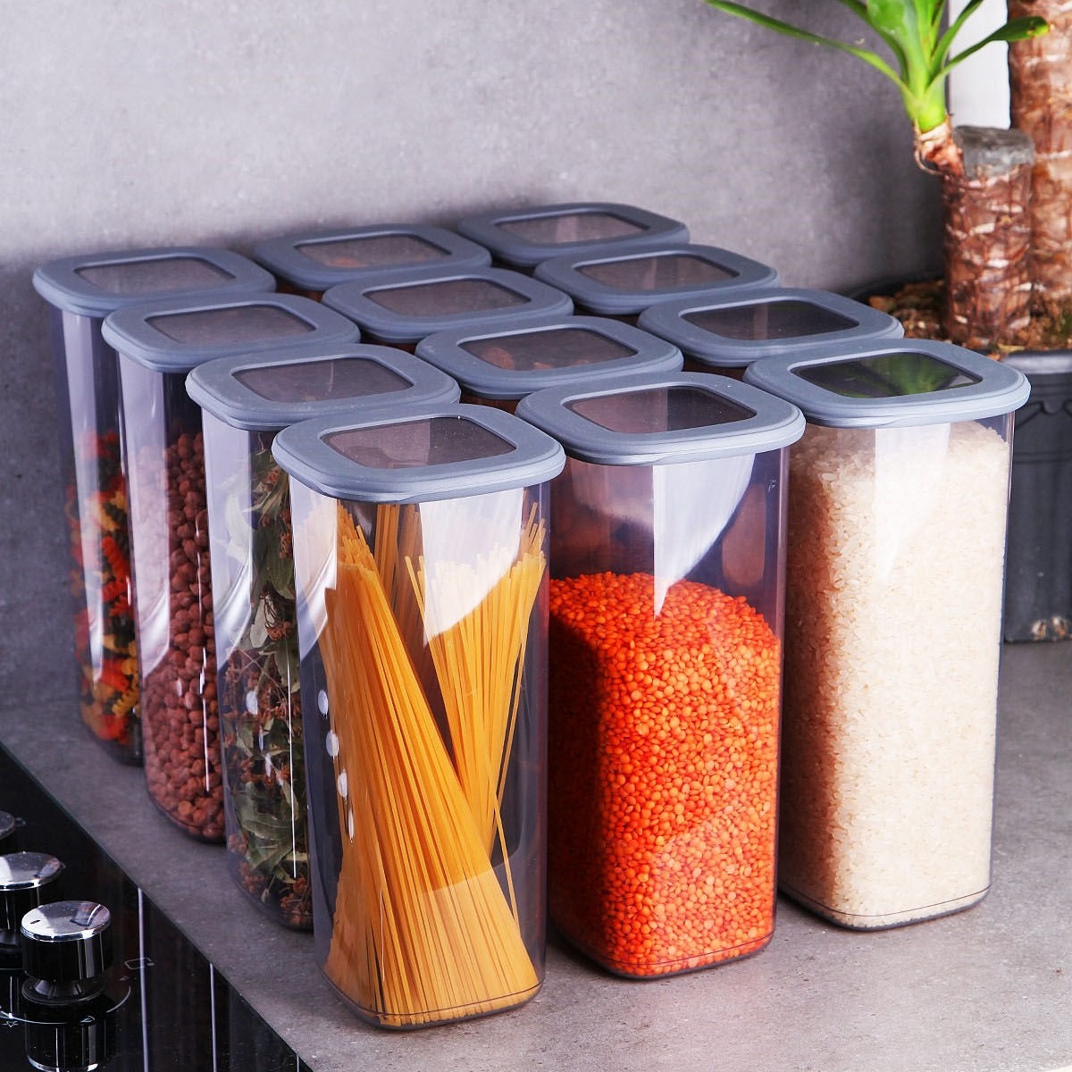 Set 12 recipiente alimentare , UnicUtil, Compact Premium, Gri