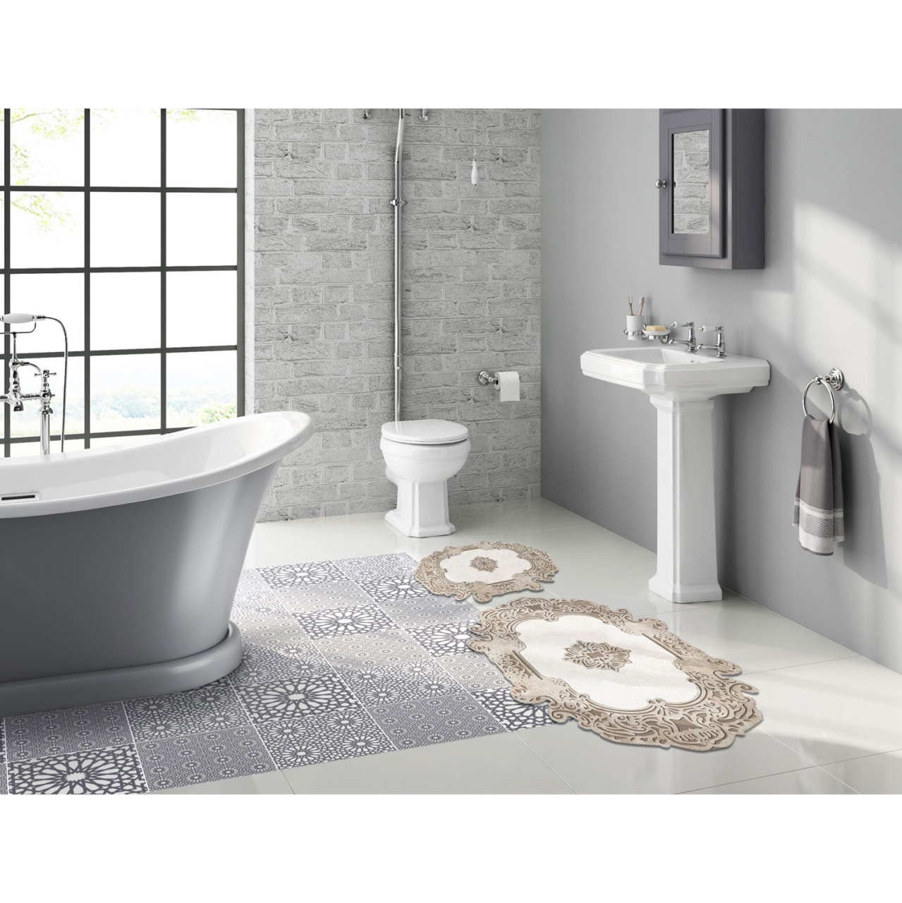 Set covorase baie 2 piese, Classic Style, UnicUtil, Cream