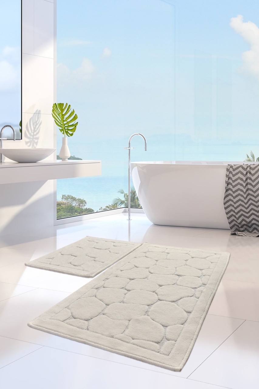 Set covorase baie 2 piese, Luxury Touch, UnicUtil, Ecru, Multicolor
