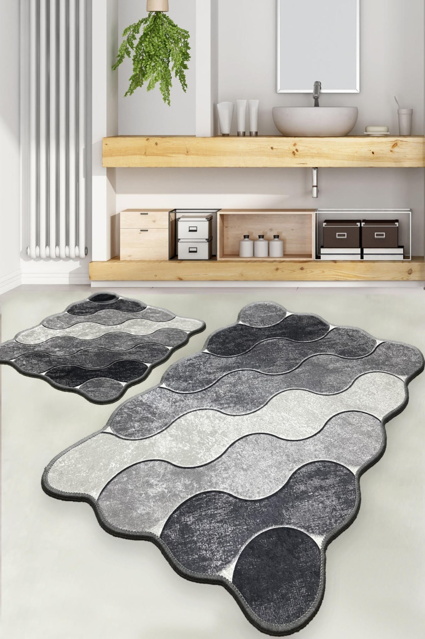 Set covorase baie 2 piese, Modern Look, UnicUtil, Gri