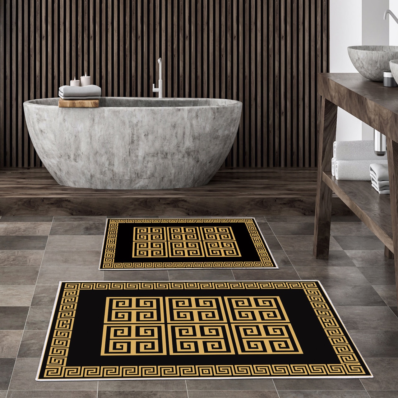 Set covorase baie 2 piese, Sophisticated Texture, UnicUtil, Multicolor