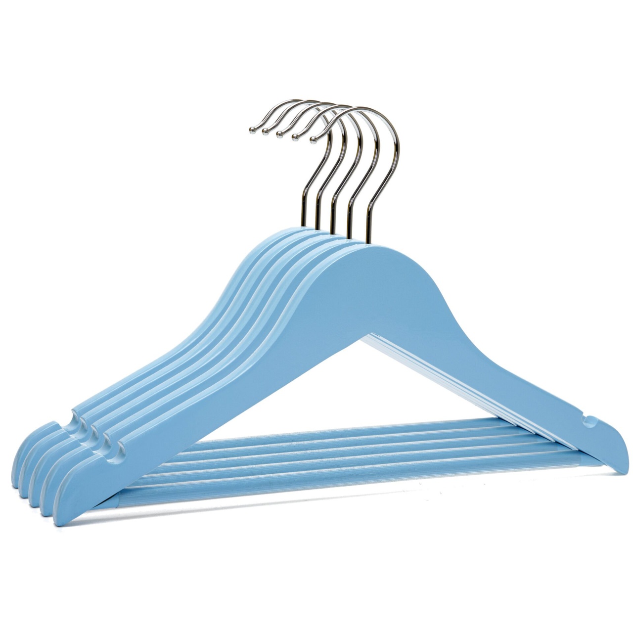 Umeraș din lemn de artar cu bara pentru pantaloni, pentru copii, Albastru, , 1 bucata