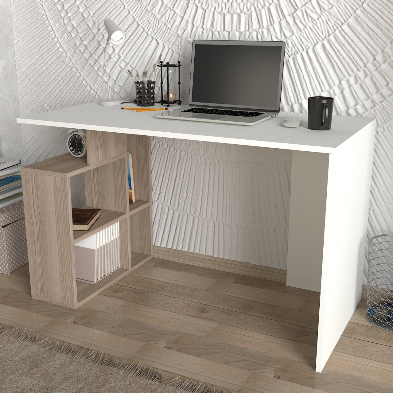 Birou, Pure OakSpace, UnicUtil, 120 x 60 x 73.8 cm, Alb și Crem