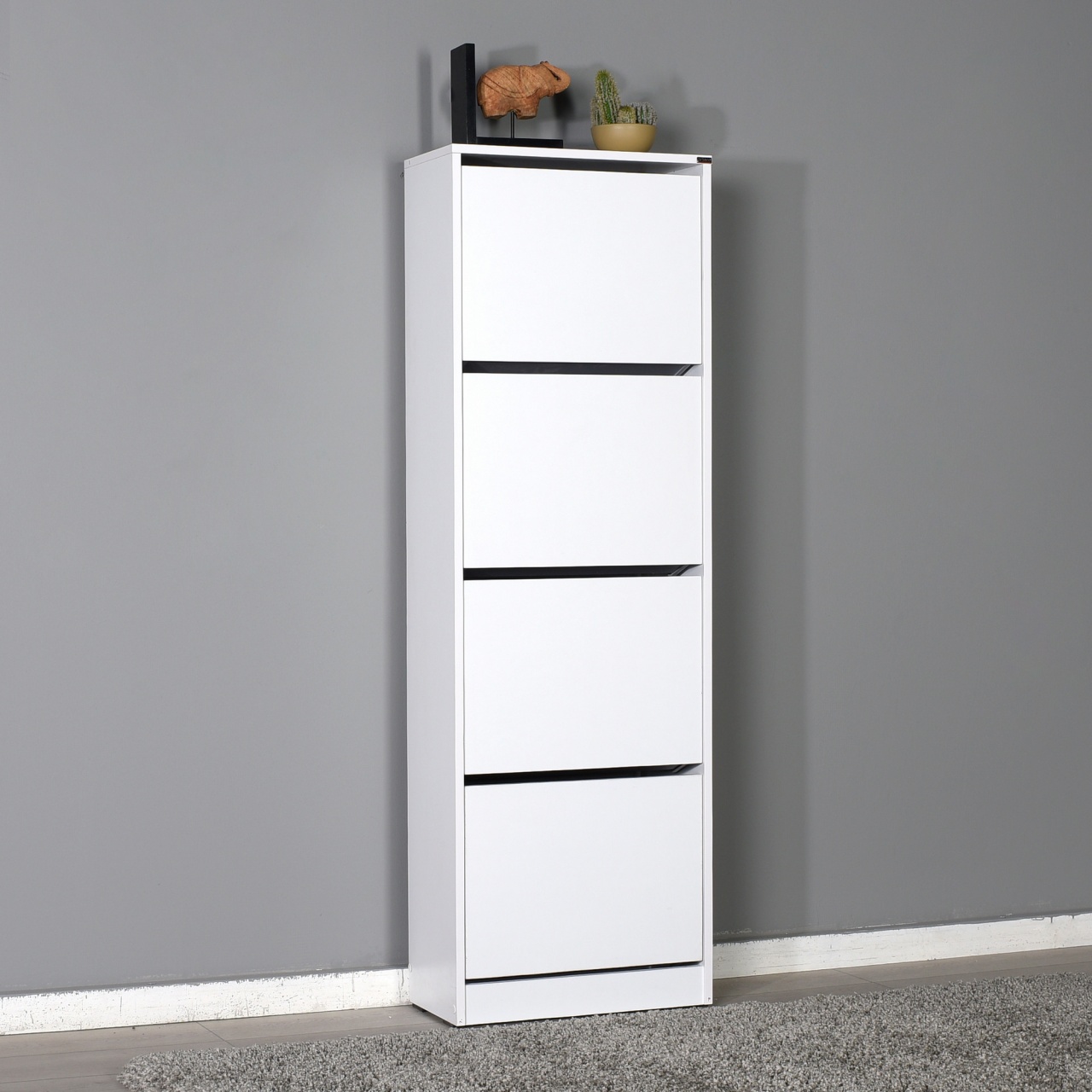 Dulap pentru pantofi, Shc 340, UnicUtil, Alb, Lățime: 51 cm, Înălțime: 157 cm, Adâncime: 26 cm