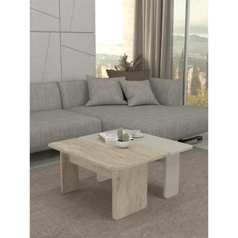 Masă de cafea, Sevilla Sandstone Traverten, UnicUtil, Bej-Travertin