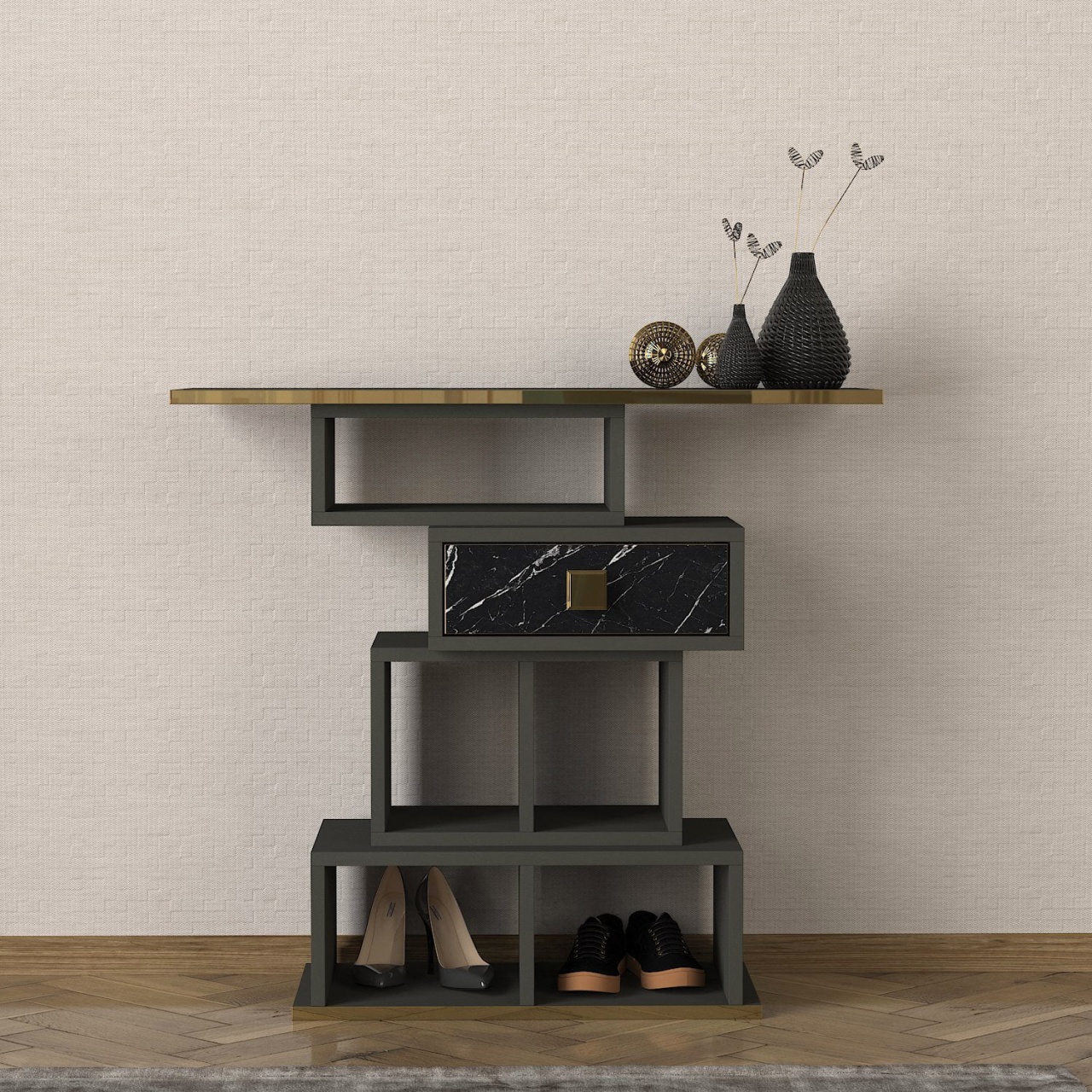 Masa Decor Living/Hol, UnicUtil, 90x30x80 cm, Gri Antracit