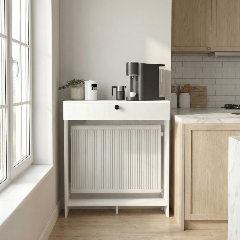 Mască radiator, Opelya Coffee Corner, UnicUtil, Alb, 90 cm