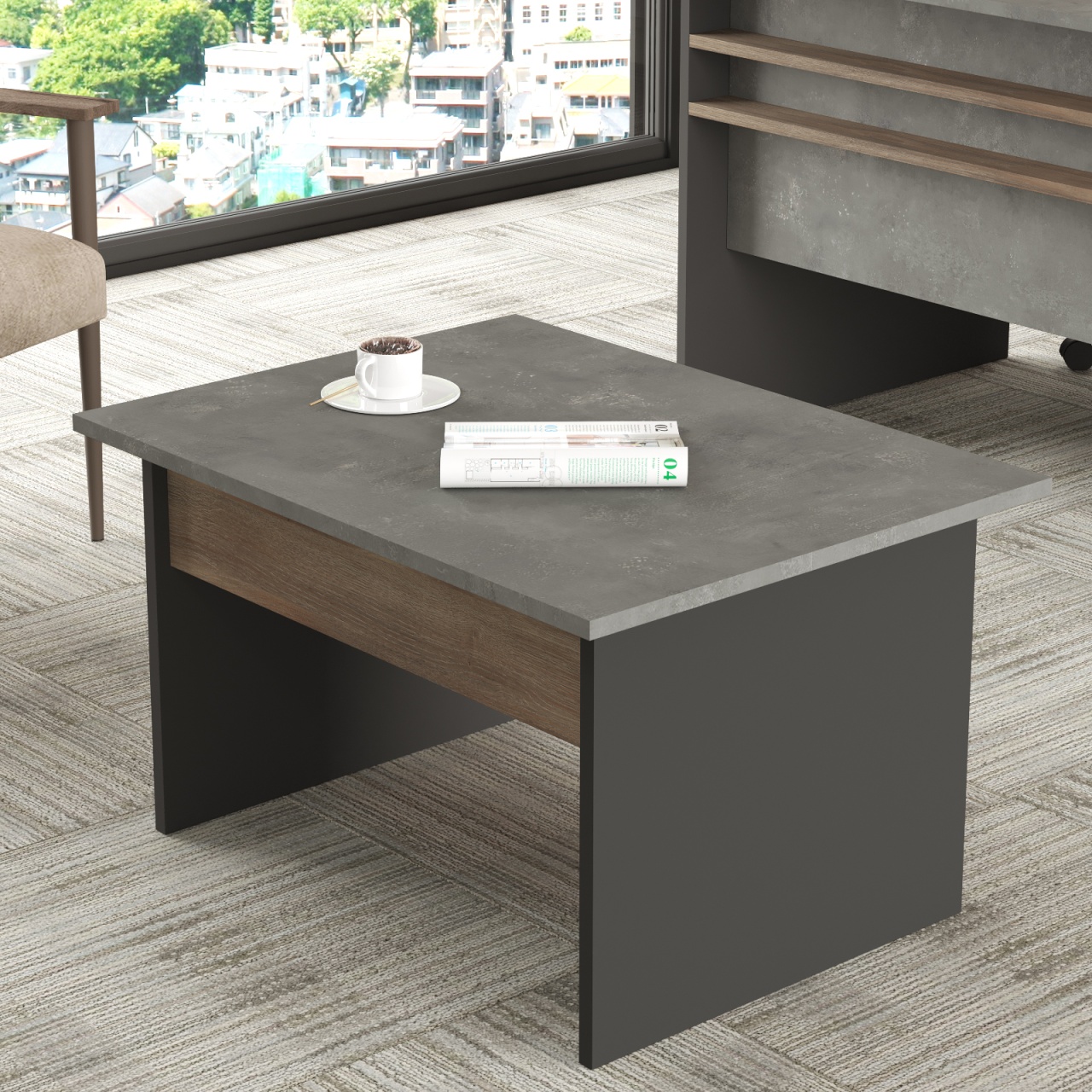 Masuta cafea UnicUtil Nuc - Gri 80 x 60 x 46.3 cm
