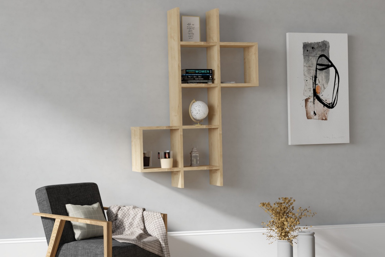 Rafturi perete, Classic Touch, UnicUtil, 78 x 125 x 20 cm, Stejar