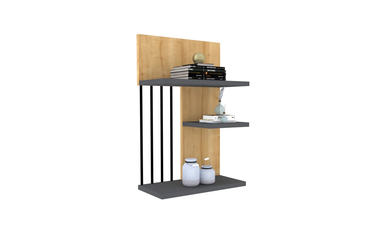 Rafturi perete, Timeless Wood, UnicUtil, 40 x 60 x 21 cm, Stejar Gri