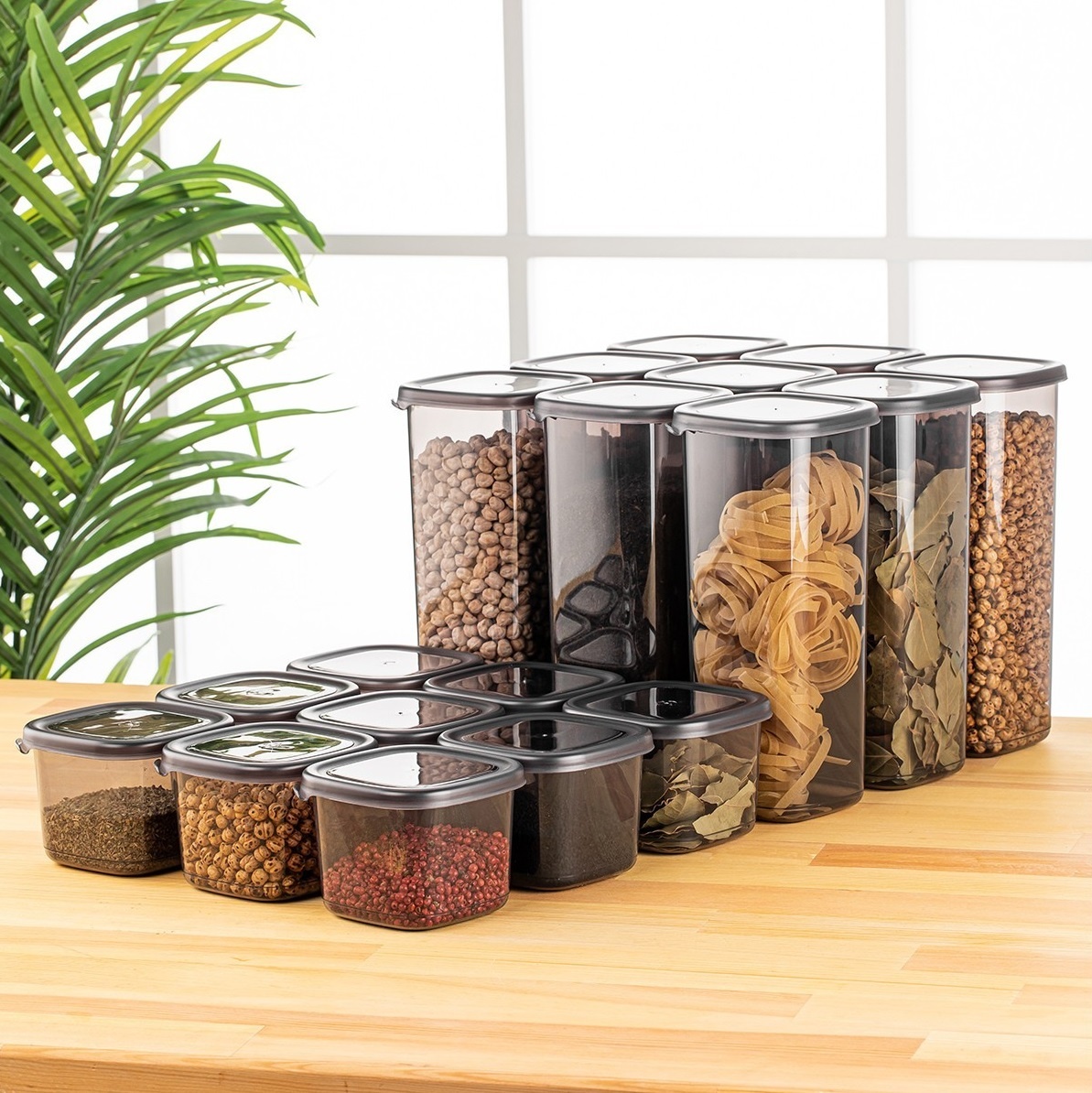 Set 18 recipiente alimentare , UnicUtil, Modern Versatile, Antracit