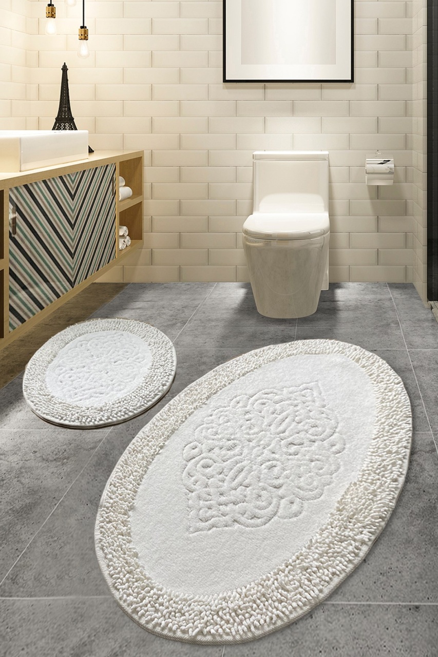 Set covorase baie 2 piese, Sophisticated Texture, UnicUtil, Ecru, Multicolor