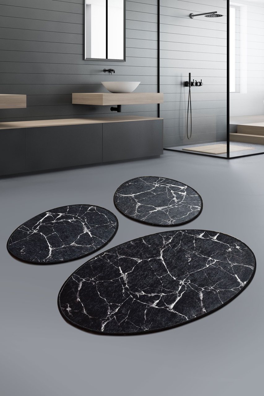 Set covorase baie 3 piese, Luxury Touch, UnicUtil, Negru