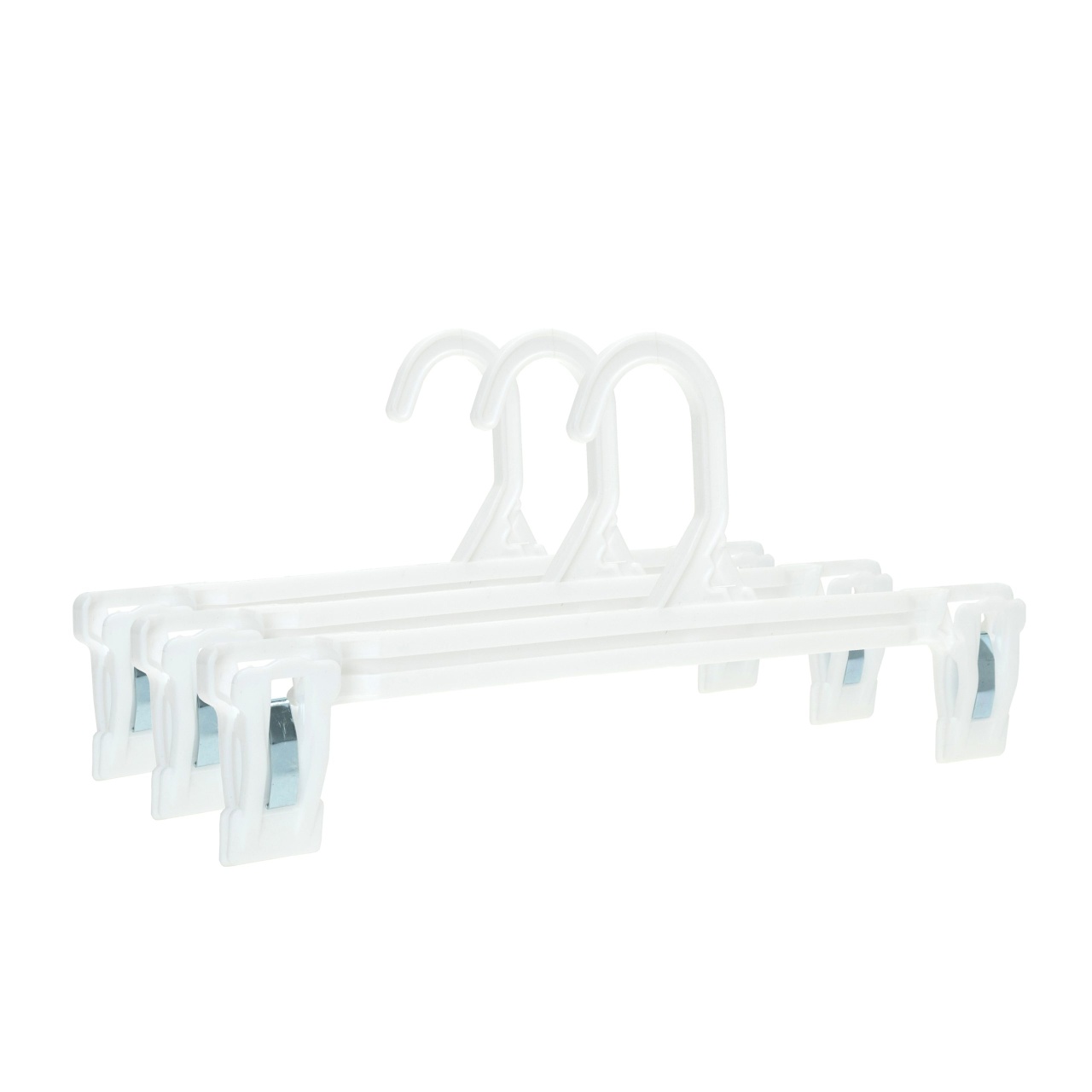 Umeraș din Plastic cu clipsuri, pentru pantaloni/fuste, Alb, 1 bucata