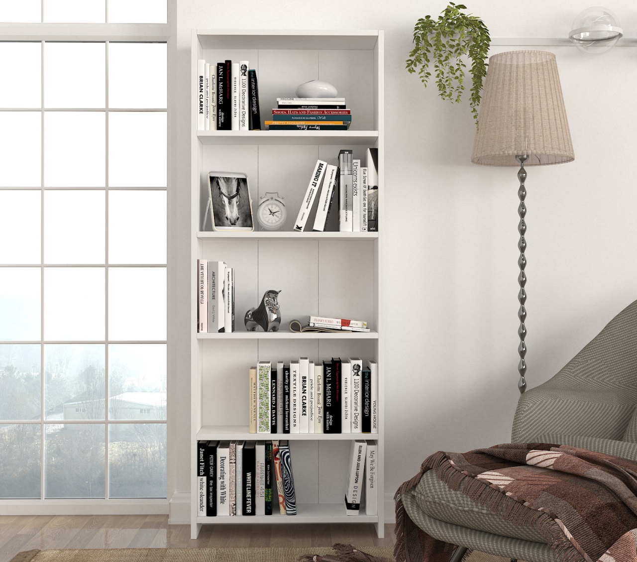 Biblioteca, Slim Vogue, UnicUtil, 60.6 x 19.5 x 160 cm, Alb