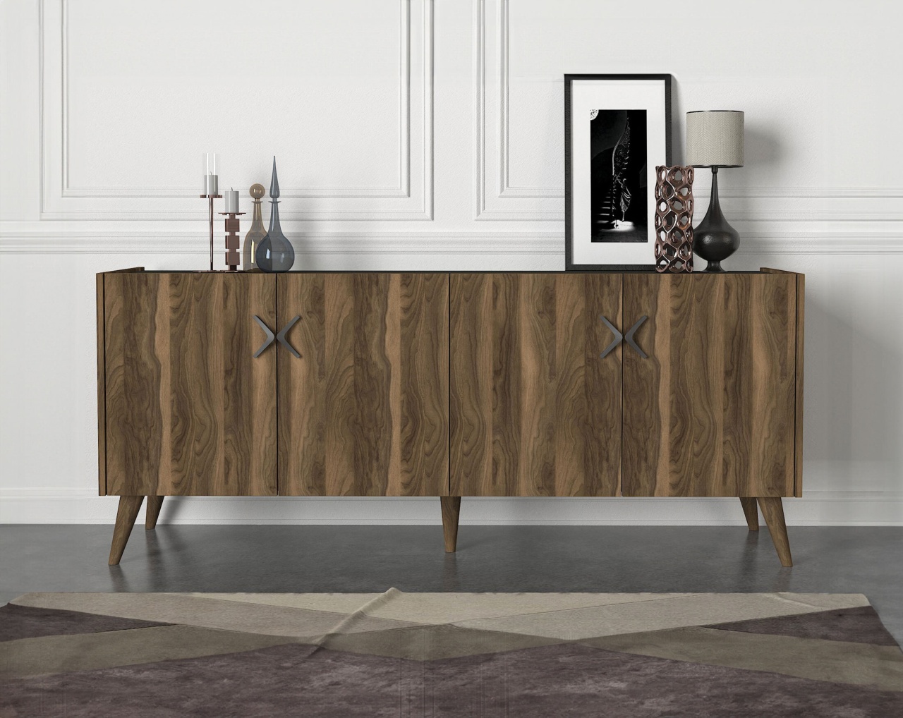 Comodă televizor, Luxe Touch, UnicUtil, 183.6 x 47 x 78 cm, Maro