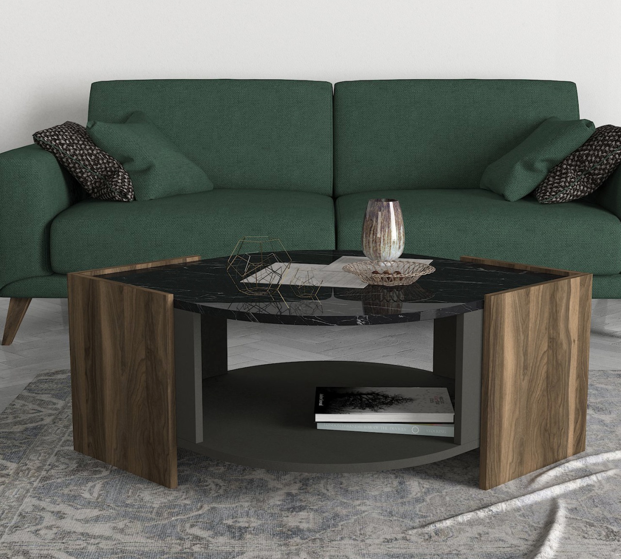 Masă de Cafea, BlackStone Harmony, UnicUtil, 75 x 75 x 40 cm, Maro-Negru