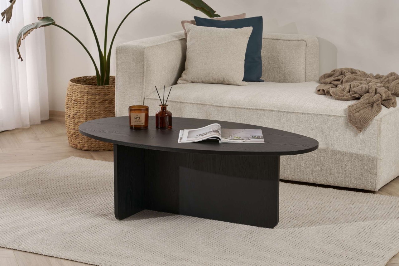 Măsuţă de cafea, Orba Wood, UnicUtil, Negru din lemn, Lățime: 120 cm, Înălțime: 40 cm, Adâncime: 65 cm